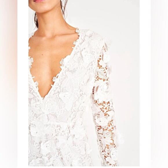 LoveShackFancy Bridal Sylvester Lace Guipure Plunge V Wedding Gown Size 14 NWT - Picture 8 of 14